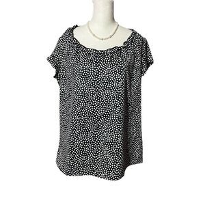 Coldwater Creek Size L 14 Womens Top Short Sleeve Black & White